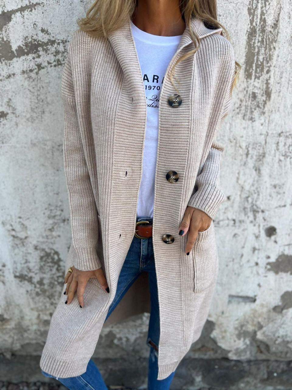 Levoire | Élégant Long Cardigan En Tricot Avec Capuche