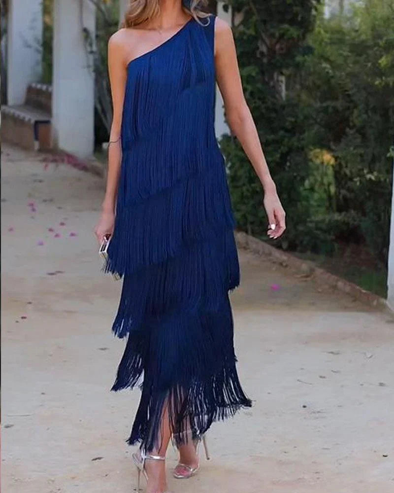 Levoire | Robe élégante avec franges Bleu