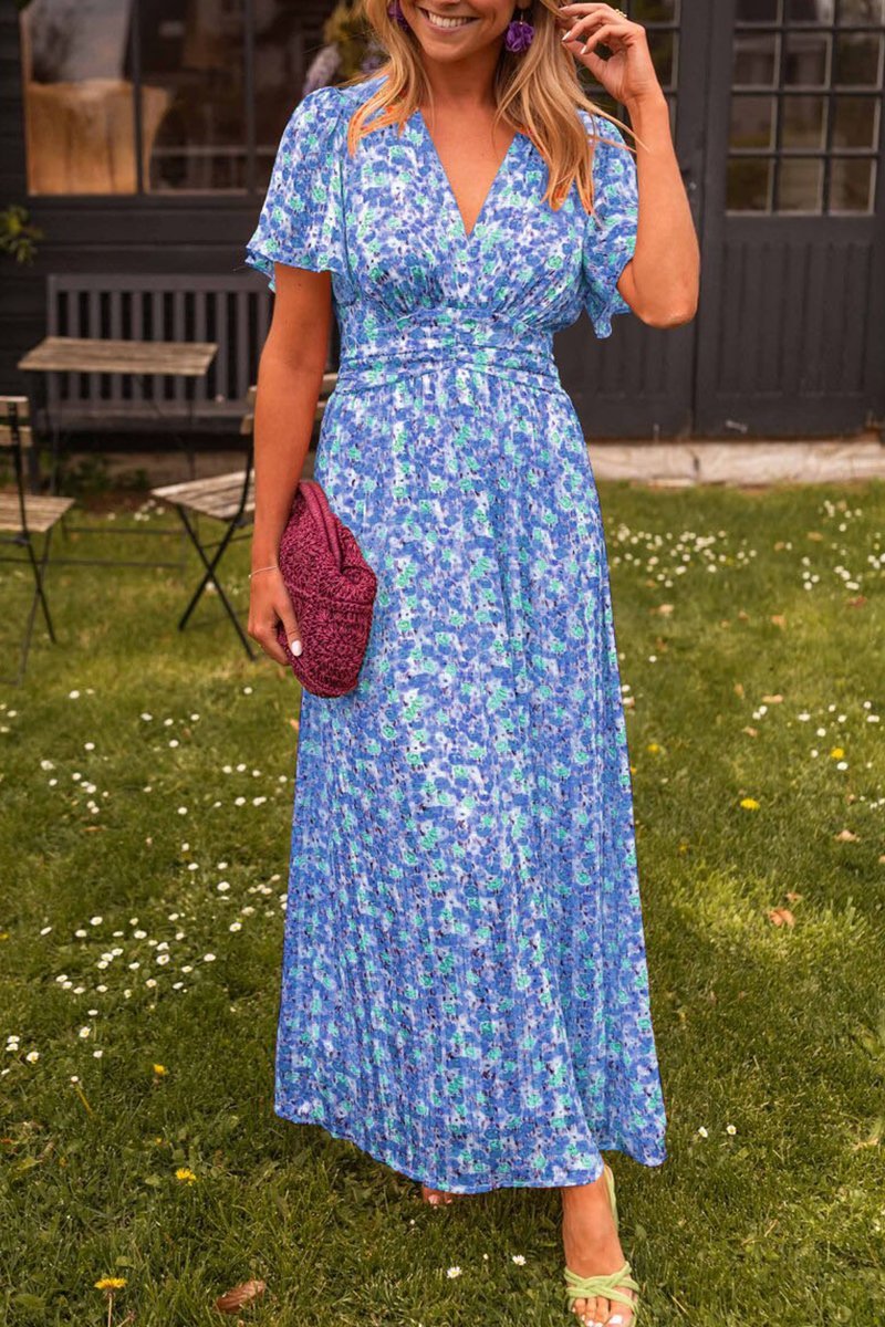 Levoire | Robe Longue Femme En V Bleu