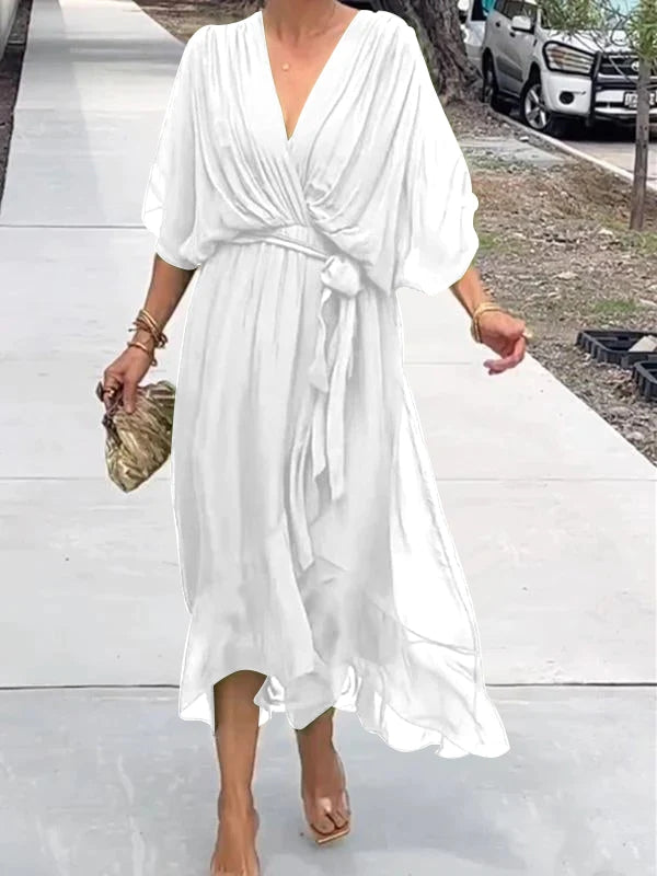 Levoire | Robe élégante à décolleté en V avec des crânes Blanc