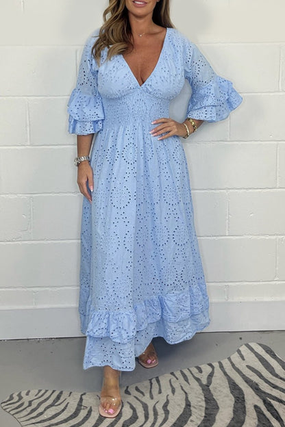 Levoire | Robe En Coton Avec Décolleté En V Et Découpes En Dentelle