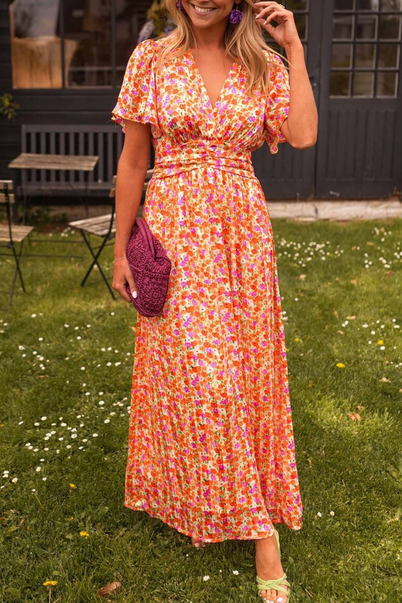 Levoire | Robe Longue Femme En V Orange