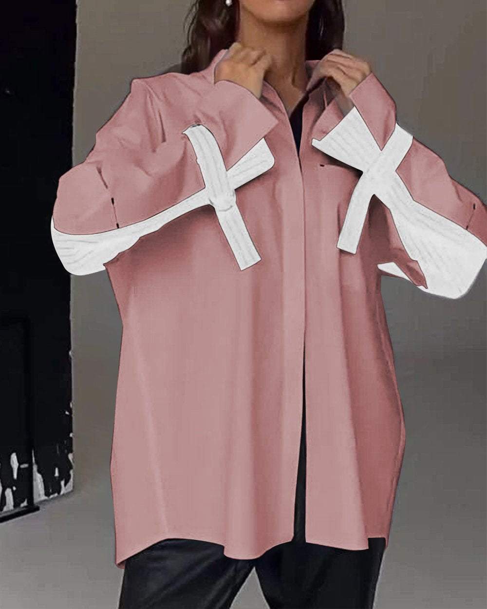 Levoire | Petit Motif À Carreaux Chemise Avec Poche Arrière Et Col Rose clair