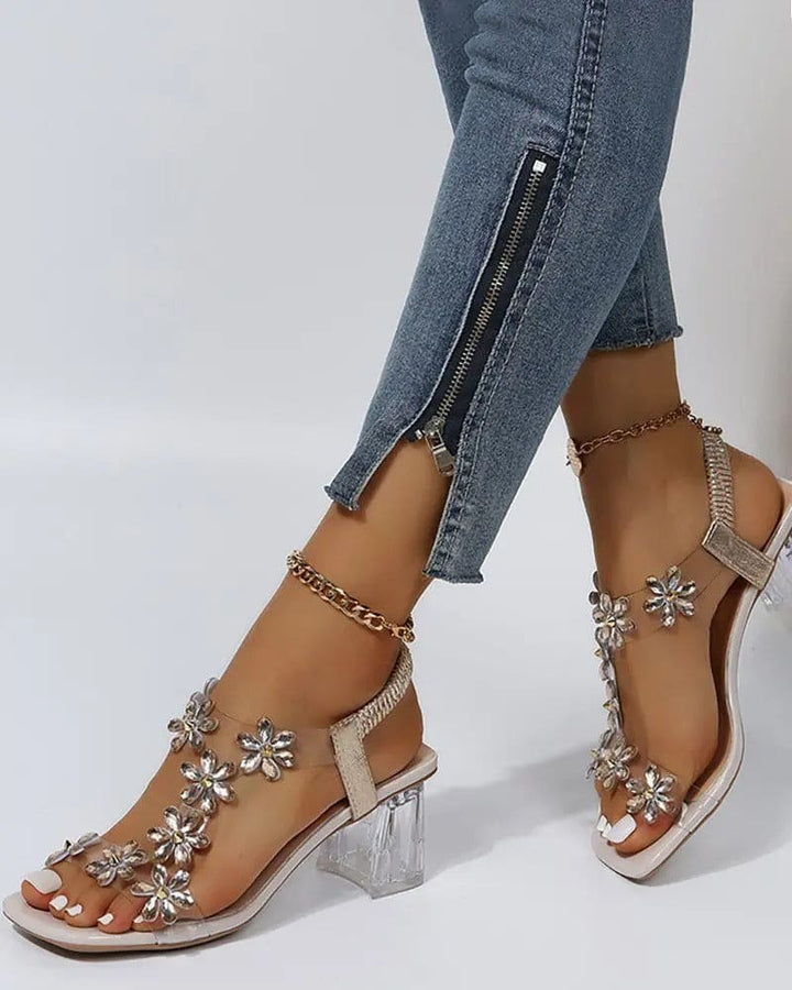 Levoire | Sandales Avec Sangles Et Strass Talons Hauts