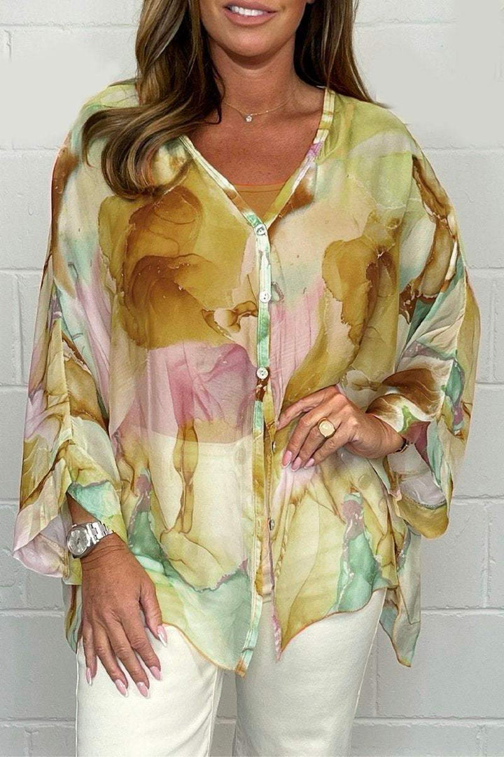 Levoire | Blouse Légère Élégante Avec Imprimé Pour Femmes Marron et rose
