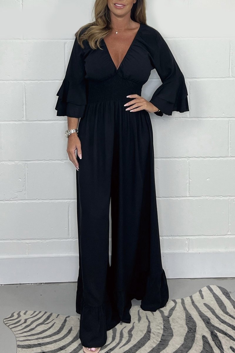 Levoire | Combinaison En Dentelle Unie Noir