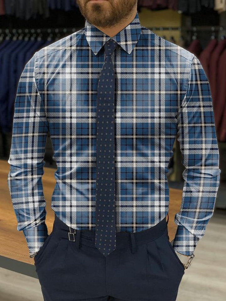 Levoire | T-Shirt De Loisir À Motifs Avec Manches Longues Rétro Et Élégant Bleu