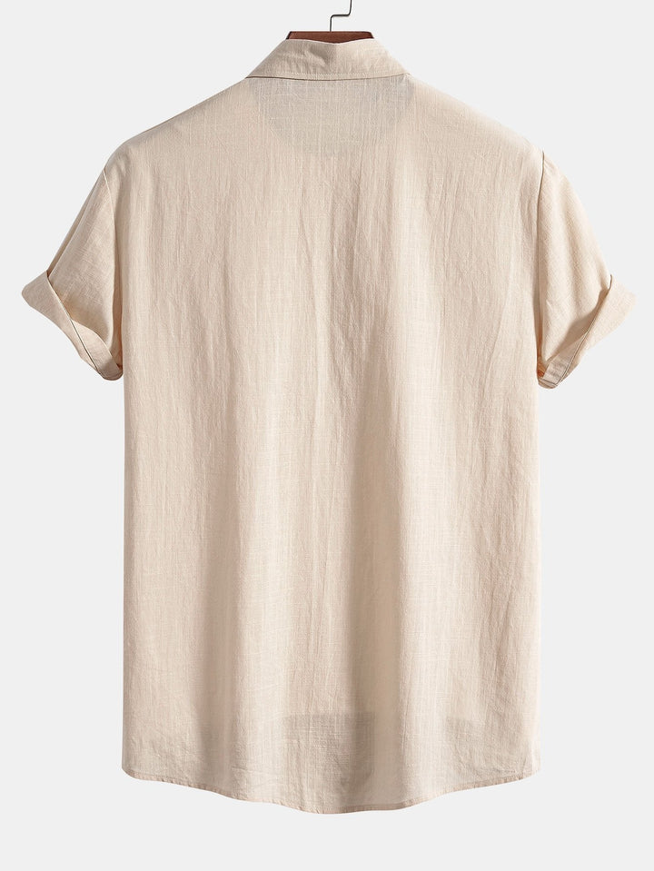 Levoire | T-Shirt Imprimé En Lin Couleur Pâle & Pantalons En Lin Coupe Droite