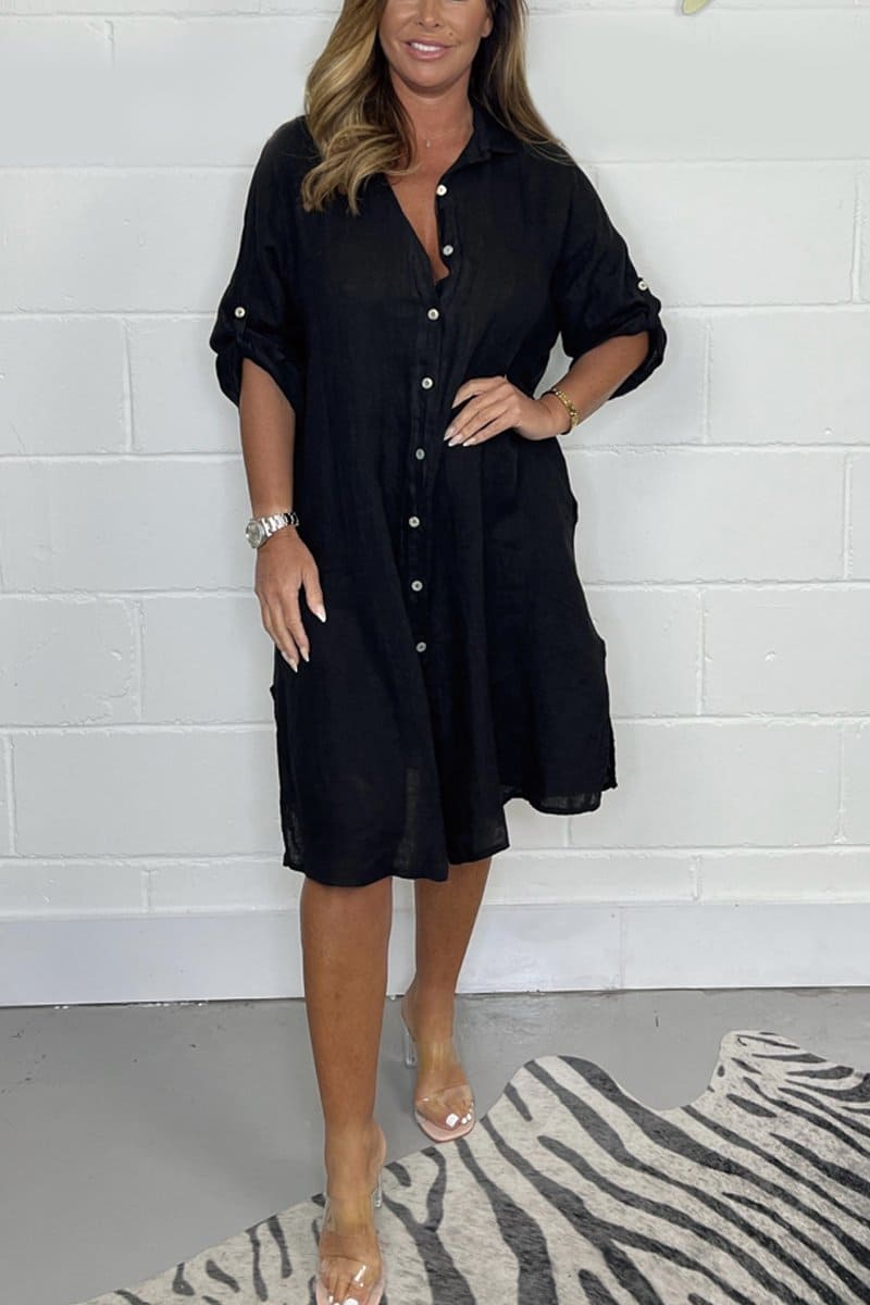 Levoire | Robe En Coton Et Lin Noir