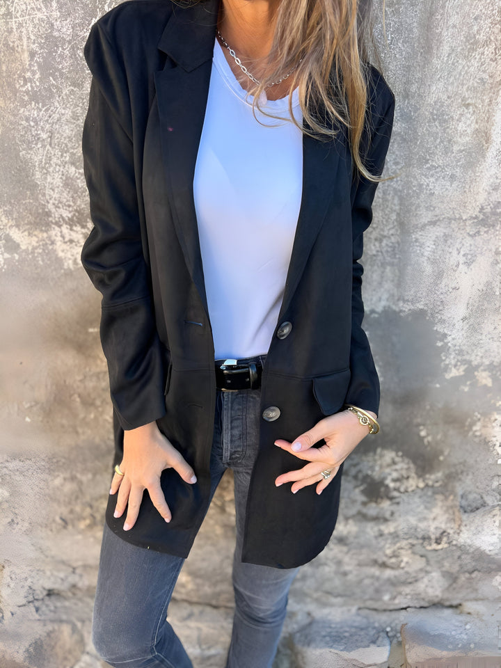 Levoire | Veste Classique Mi-Longue Avec Revers Pour Femmes Noir