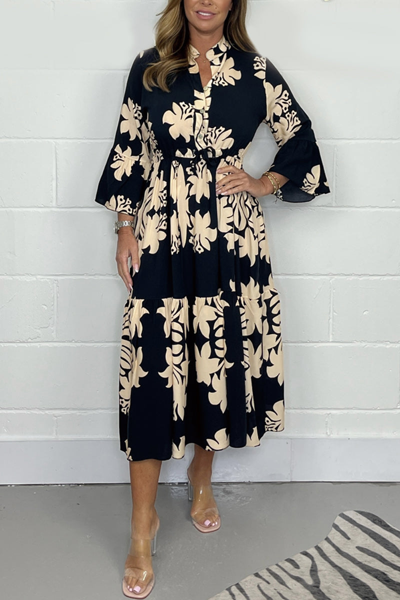Levoire | Robe Décontractée Imprimée Pour Le Quotidien Noir M(US 10)