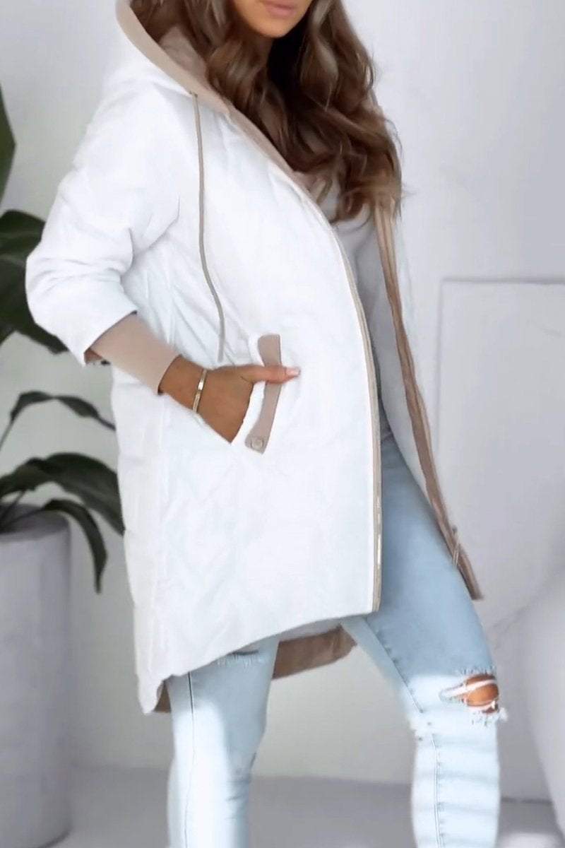 Levoire | Manteau Zip Capuche Populaire Moment Blanc