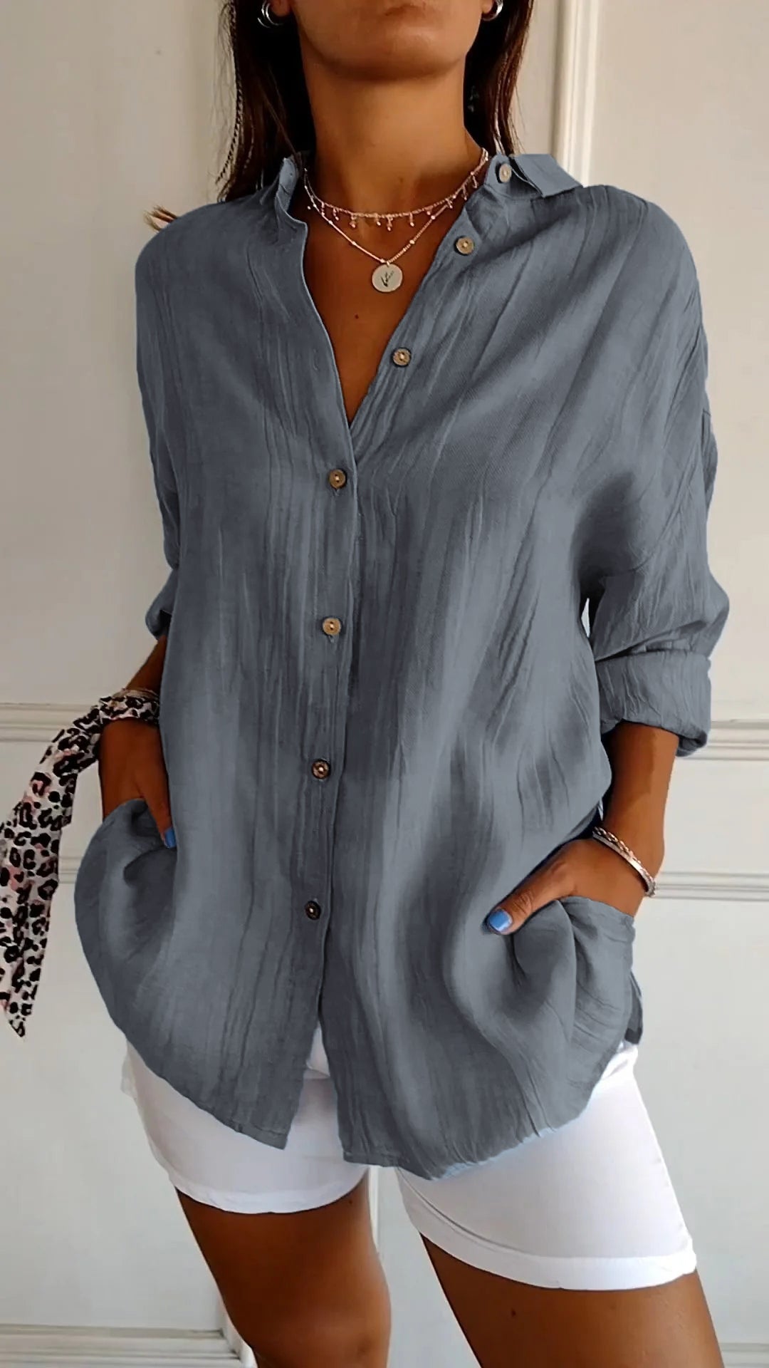Levoire | Femmes Élégante Chemise Gris