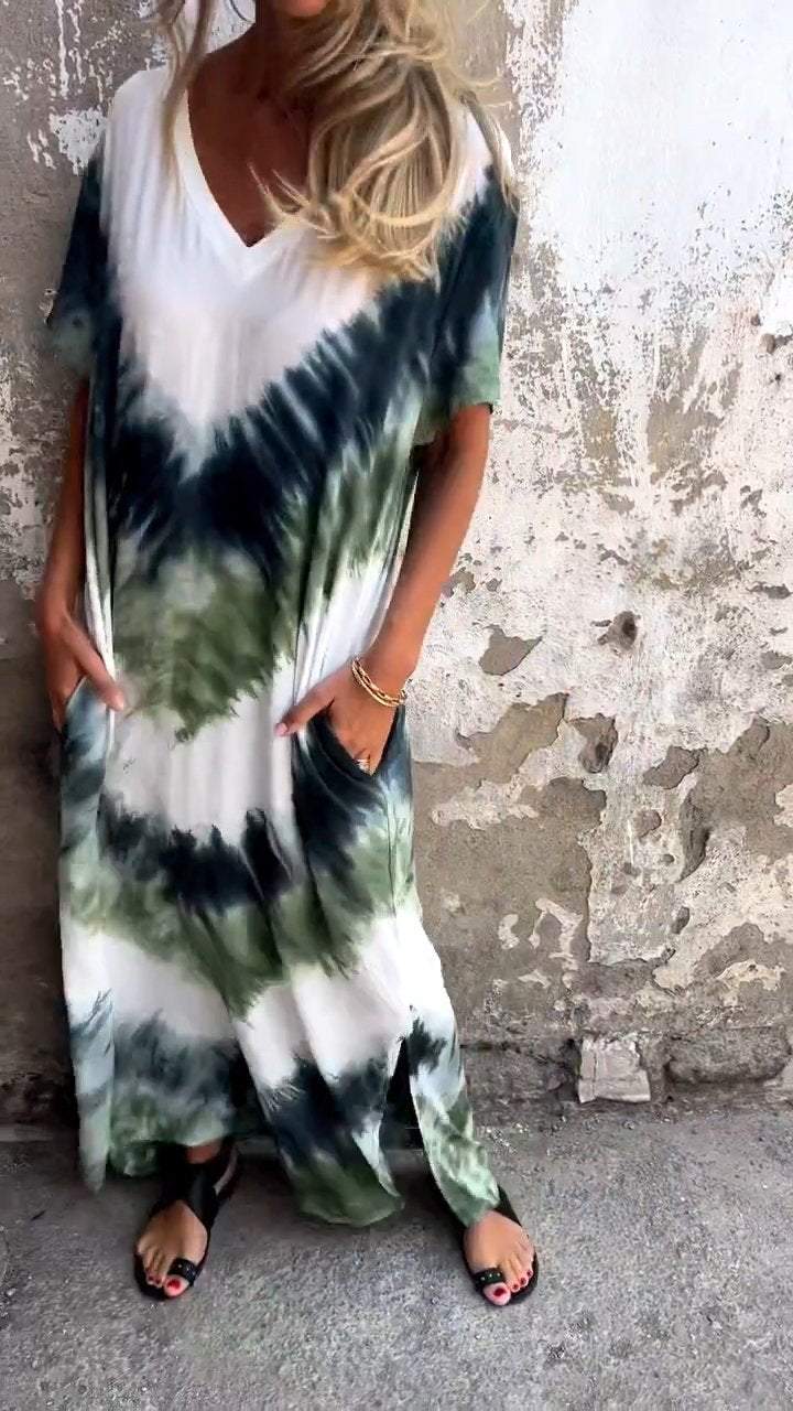 Levoire | Robe Maxi Tie-Dye Confortable Vert