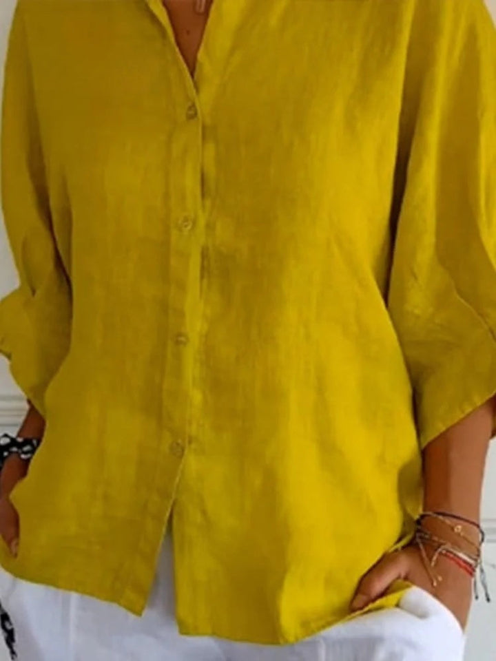 Levoire | Blouse Femme En Lin Élégante Jaune