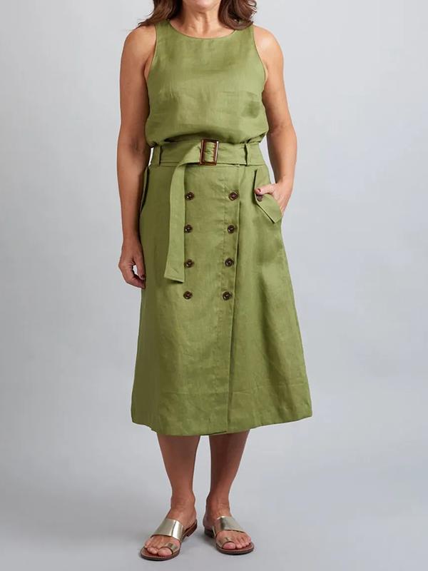 Levoire | Robe sans manches avec ceinture et boutons