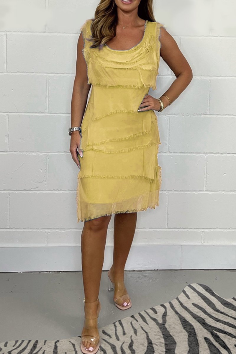 Levoire | Robe Décolleté V Imprimé Ample Jaune