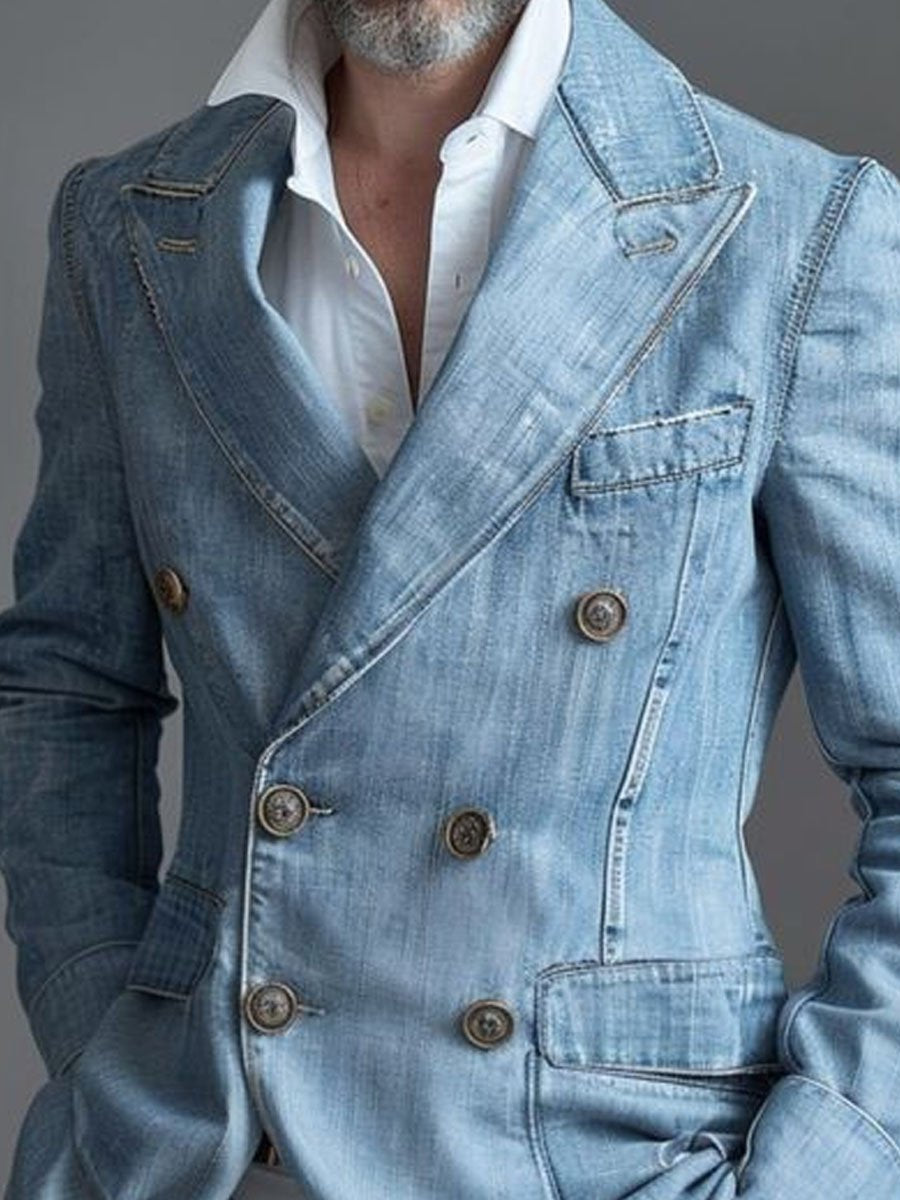Levoire | Blazer en Denim à Double Boutonnage