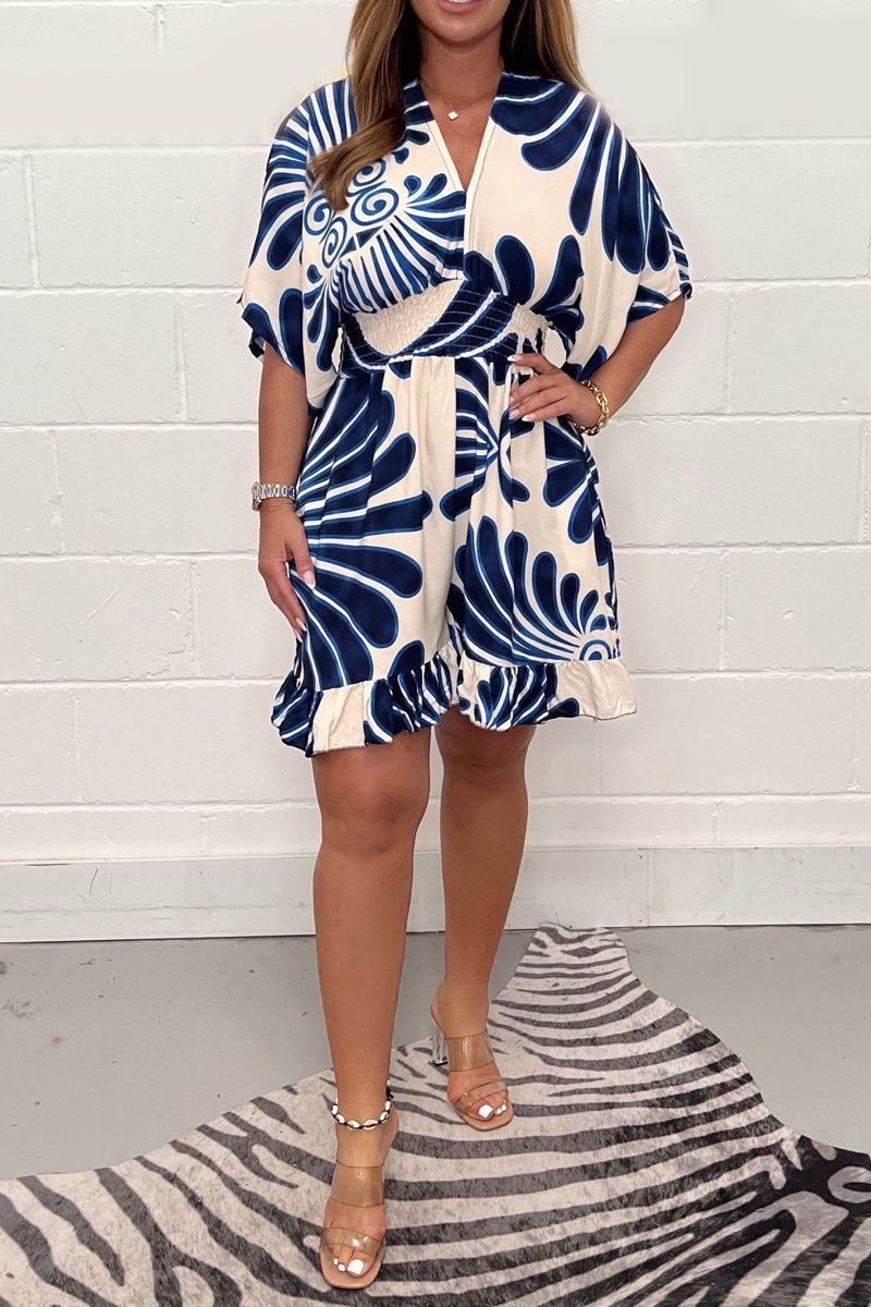 Levoire | Combinaison Imprimée Avec Décolleté En V Pour Des Occasions Spéciales Bleu marine