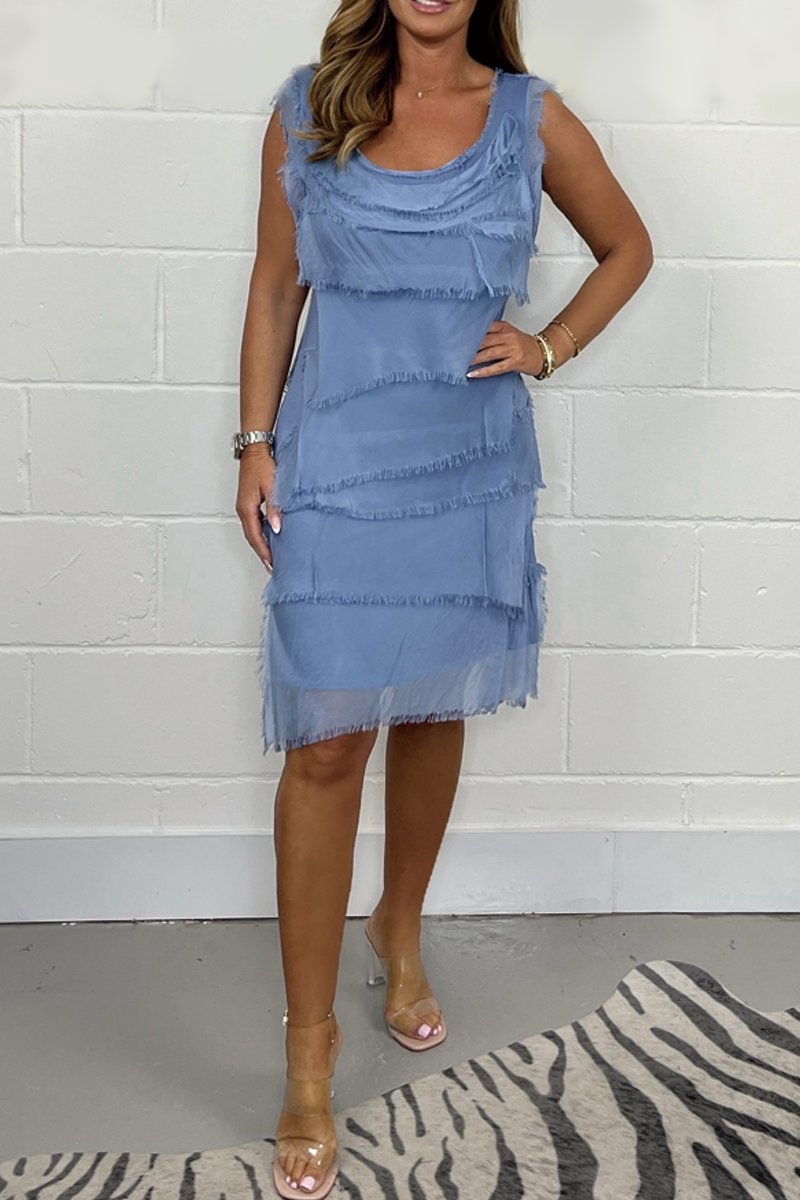 Levoire | Robe Décolleté V Imprimé Ample Bleu