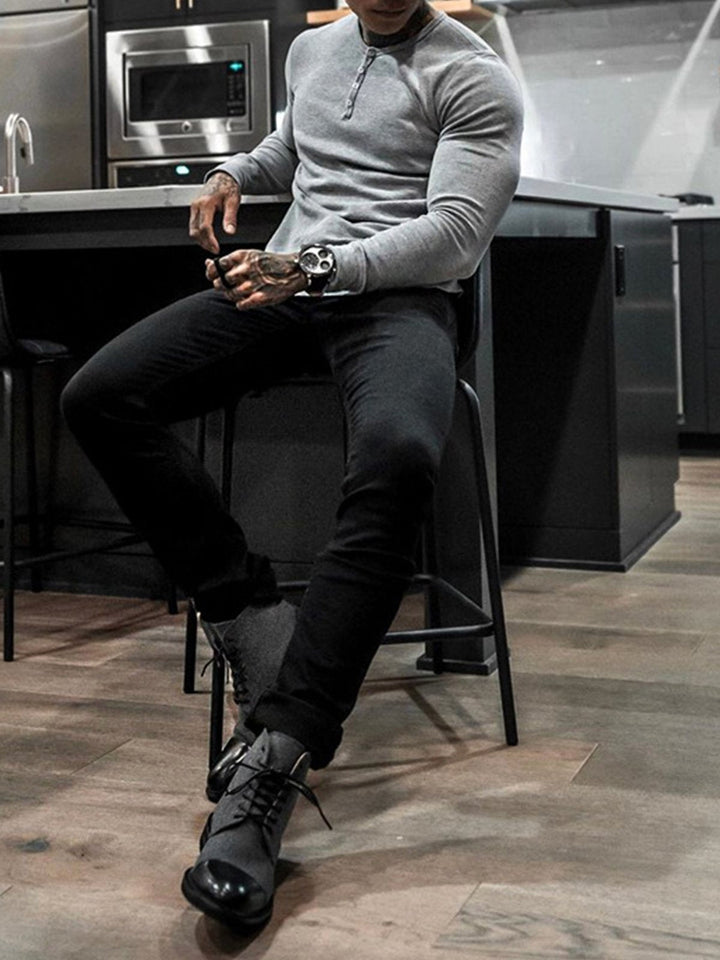 Levoire | Classique Pull Bouton Pour Hommes