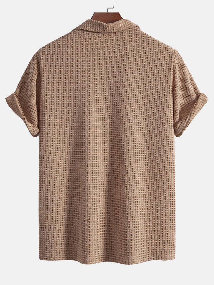 Levoire | Haut À Manches T-Shirt Waffle Cubain & Pantalons En Lin À Jambes Droites