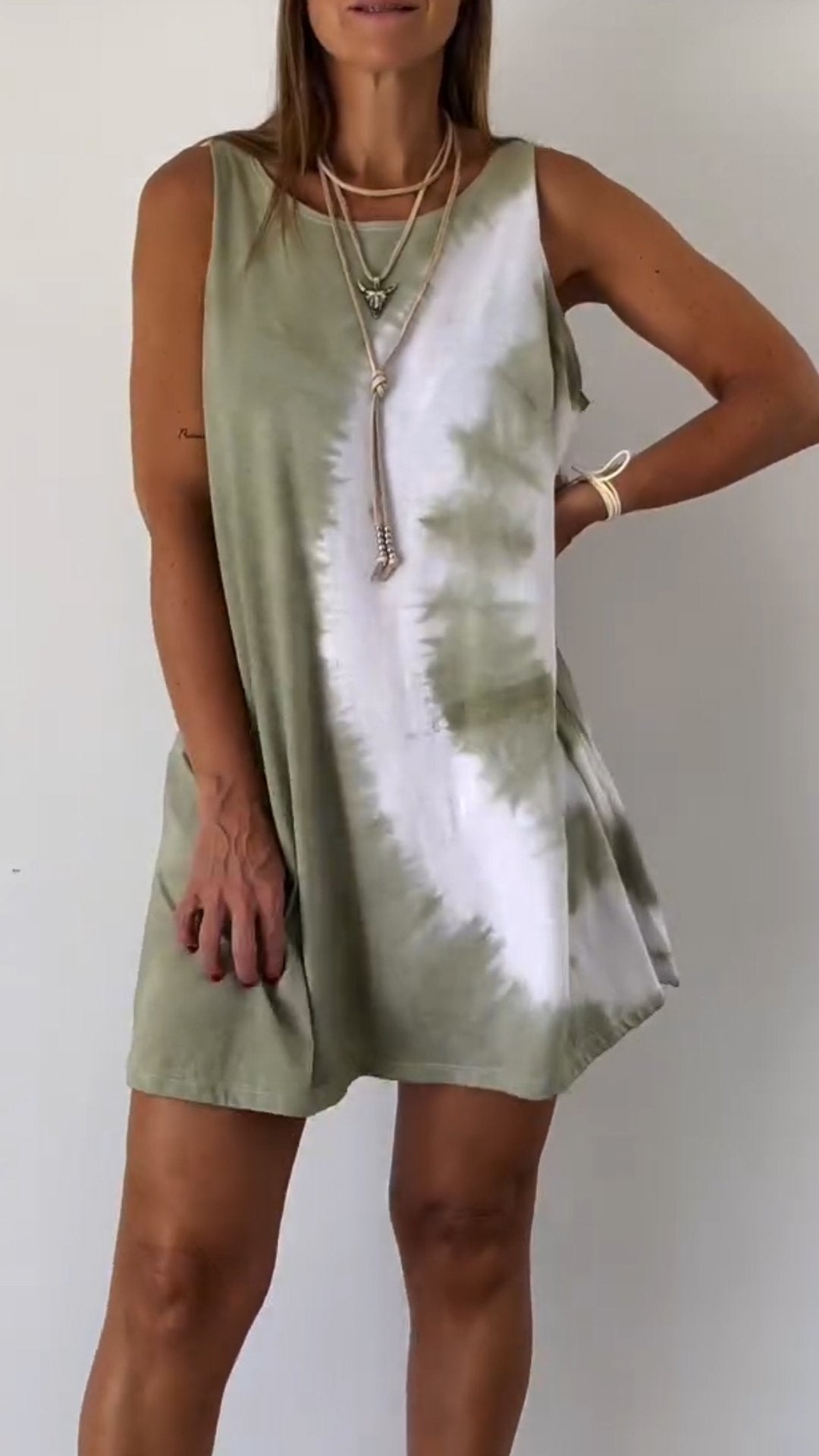 Levoire | Robe sans manches Krawattenfärber Khaki