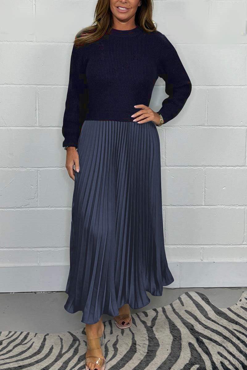Levoire | Combinaison en jersey et jupe plissée Bleu foncé