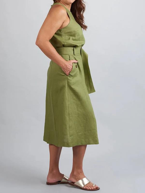 Levoire | Robe sans manches avec ceinture et boutons