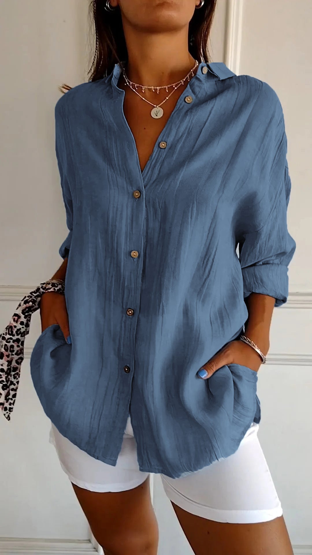 Levoire | Femmes Élégante Chemise Bleu foncé