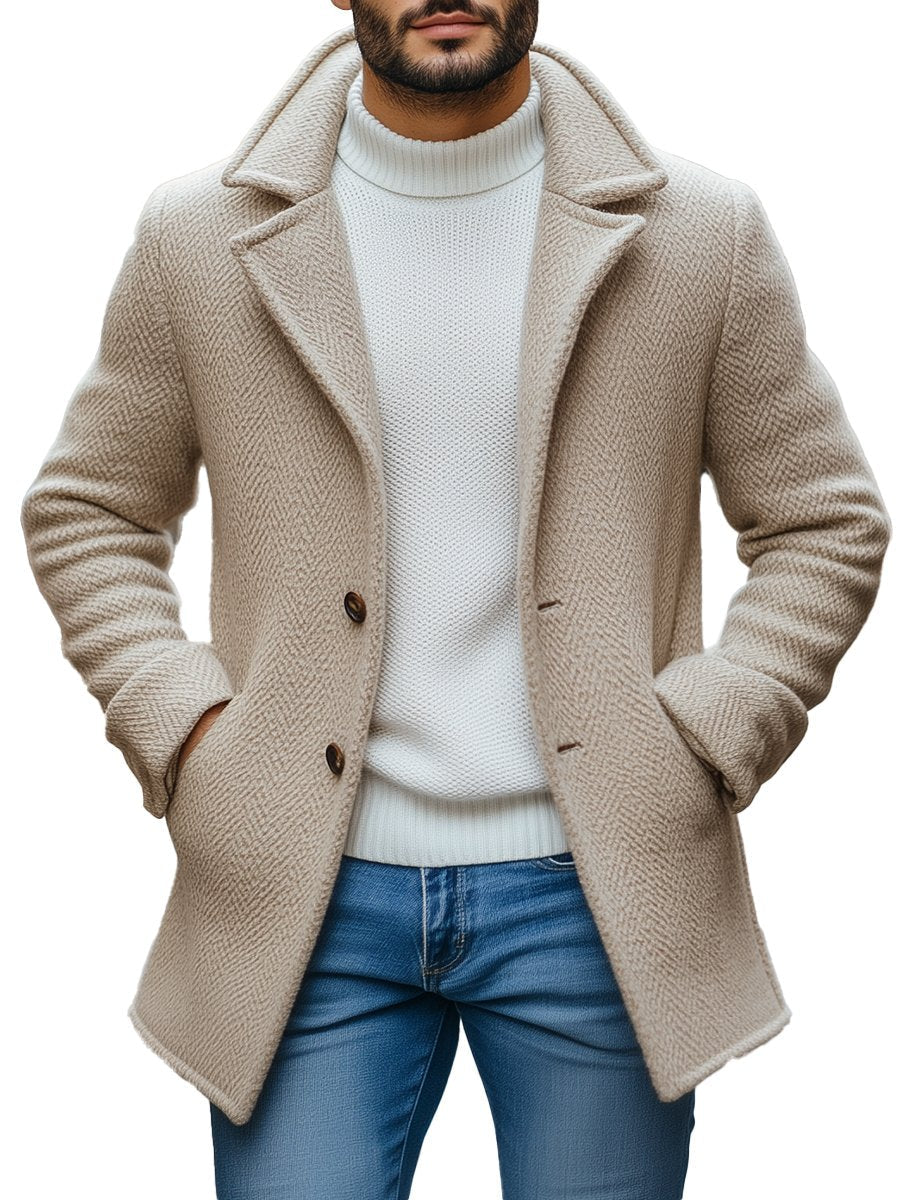 Levoire | Veste En Laine À Deux Boutons Unie Kapel Élégante & Polyvalente Beige