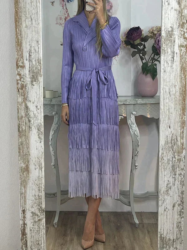 Levoire | Robe En Dentelle Avec Dégradé De Franges Lilas