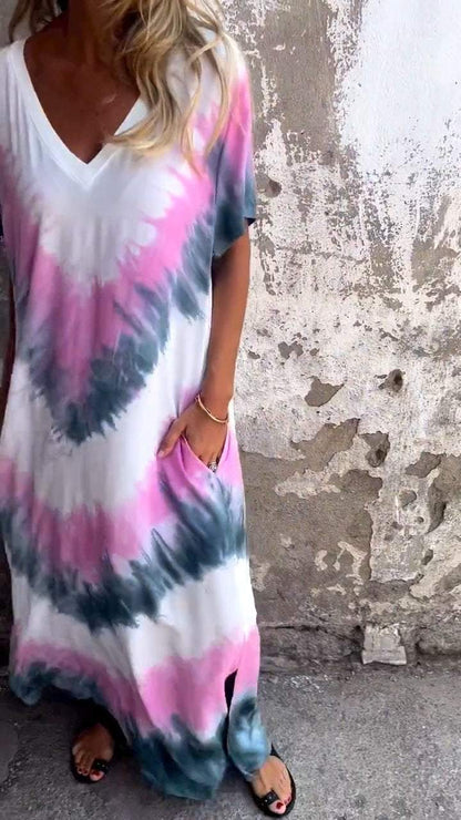 Levoire | Robe Maxi Tie-Dye Confortable Rosa