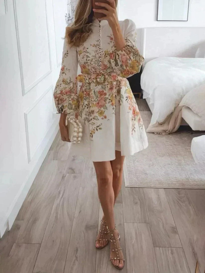 Levoire | Robe Mini Avec Nœud Floral Et Manches Bouffantes Pour Femmes