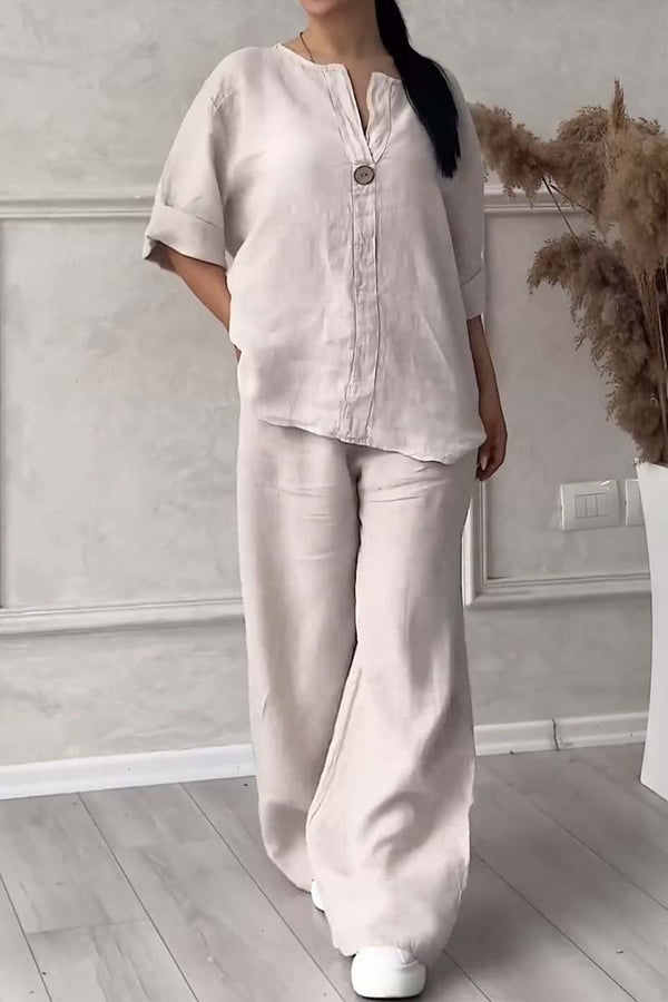 Levoire | Ensemble En Coton Et Lin, Décoré Avec Des Boutons Décontractés Off-White