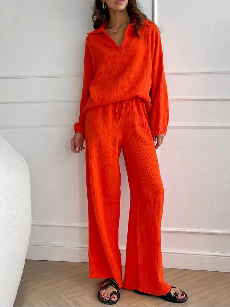 Levoire | Ensemble Rentoa, Avec Une Chemise Ample Et Un Pantalon Bootcut Rot