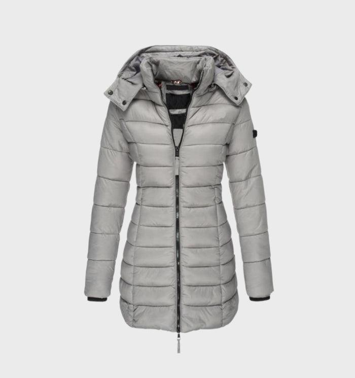 Levoire - manteau long à la mode avec doublure douce et capuche Gris