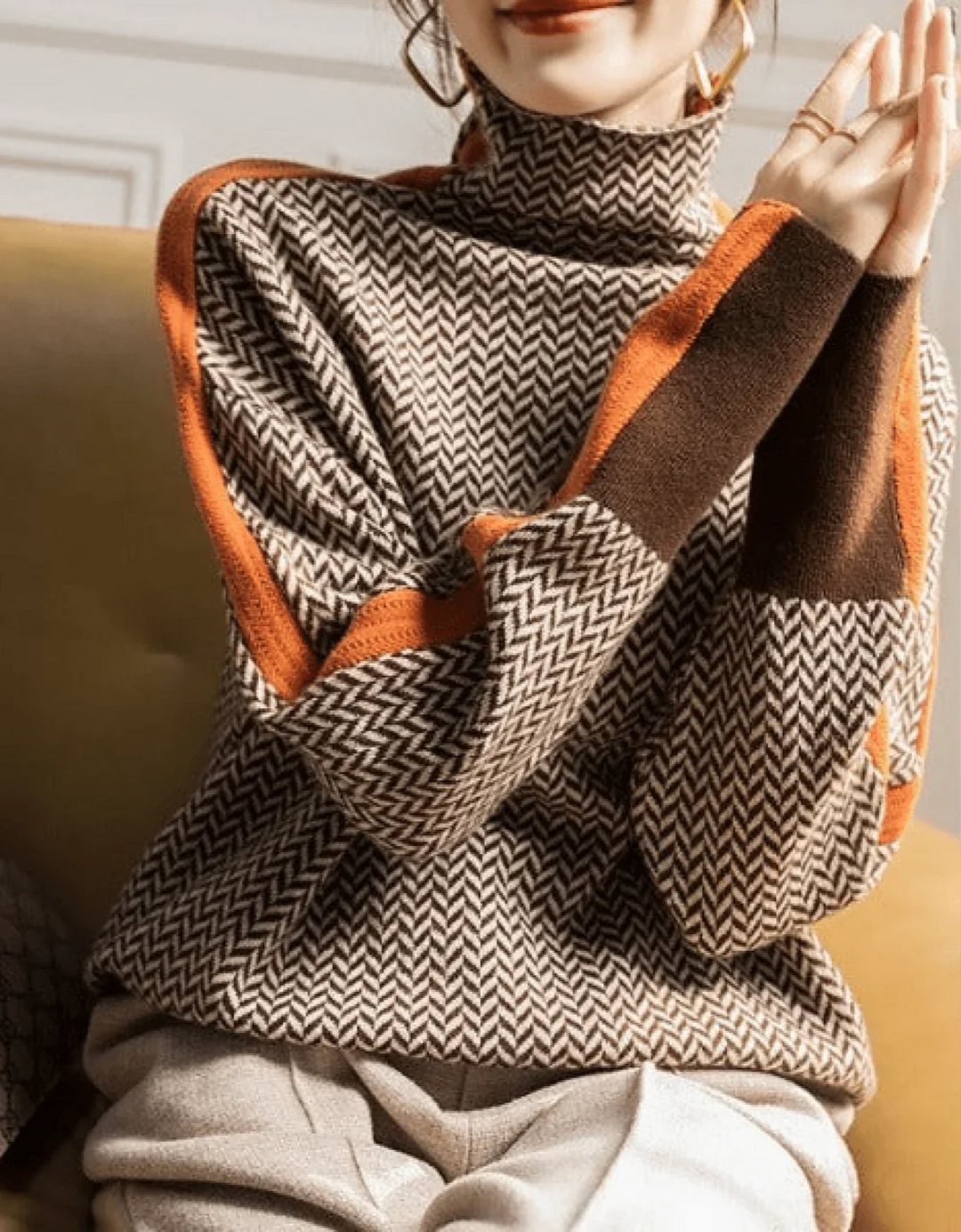 Levoire | Pull rayé pour femmes Orange
