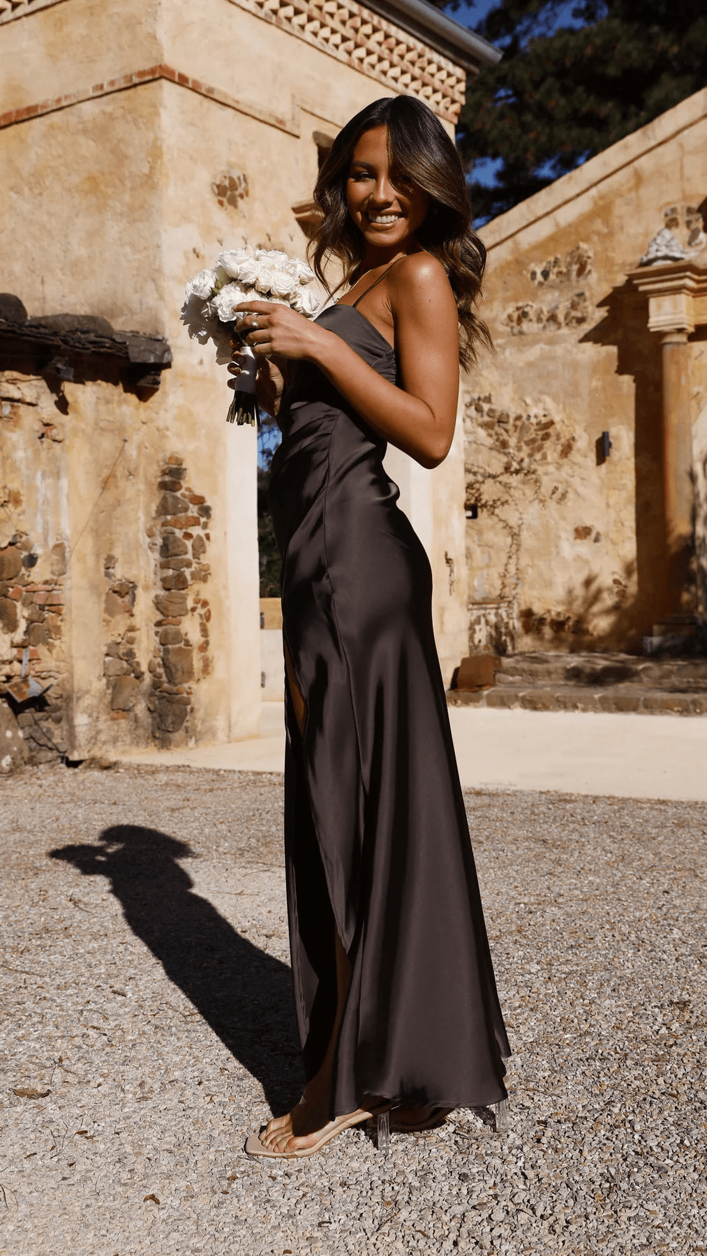 Levoire | Robe Maxi Chic Femme Robe Fente Haute Espresso