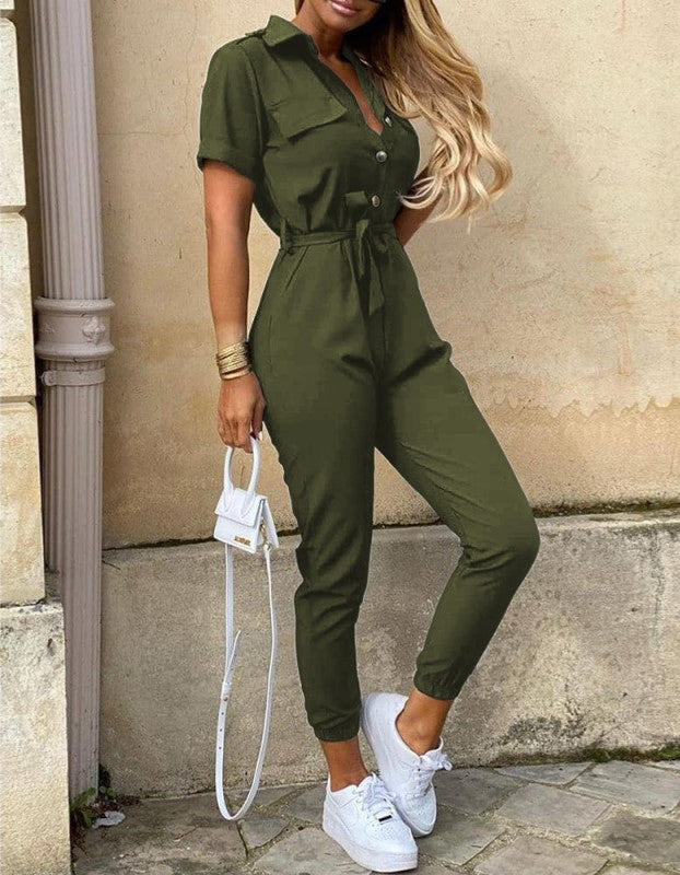 Levoire | Jade - Avec Ceinture Et Manches Courtes Vert olive