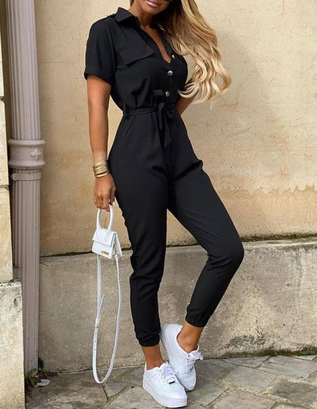 Levoire | Jade - Avec Ceinture Et Manches Courtes Noir