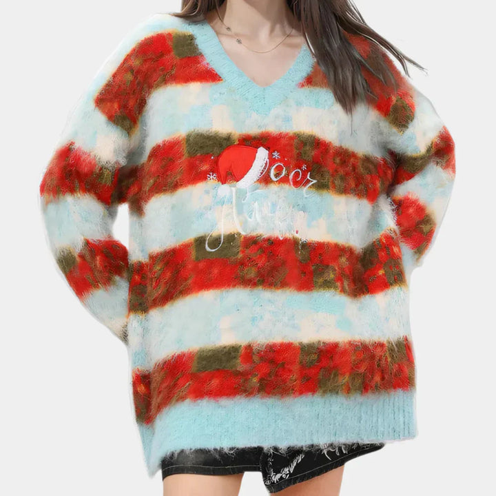 Levoire | Pull De Noël Rayé Pour Femmes Rot