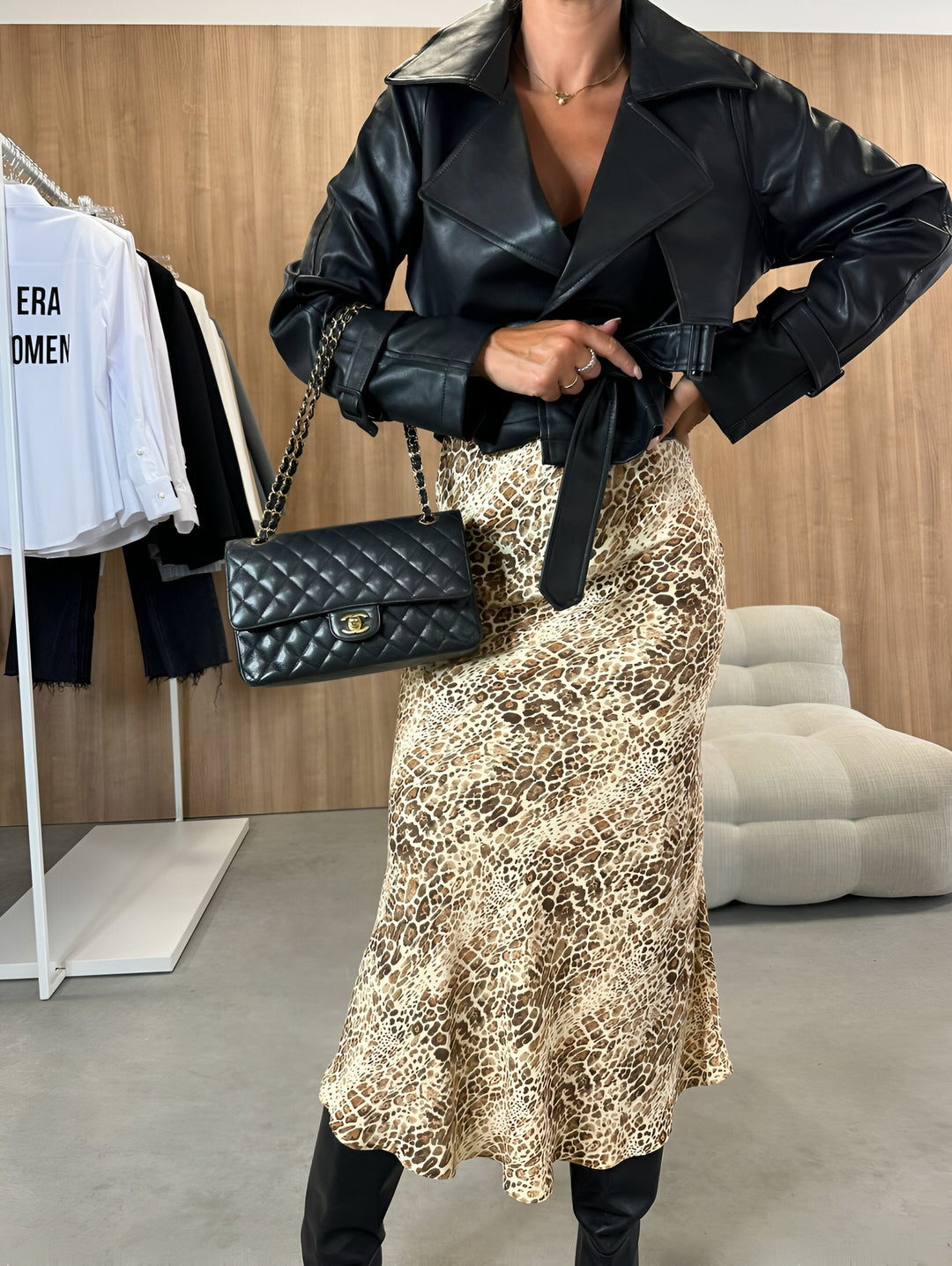Levoire | Jupe Audacieuse Avec Motif Animal Et Taille Haute Pour Femmes Cuir de crocodile