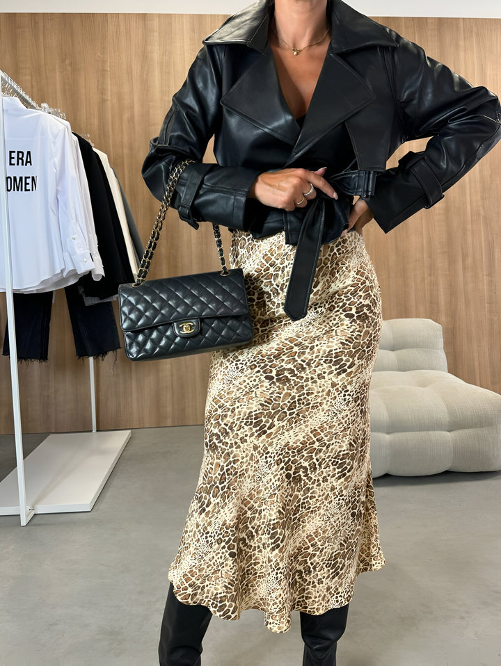 Levoire | Jupe Audacieuse Avec Motif Animal Et Taille Haute Pour Femmes Cuir de crocodile