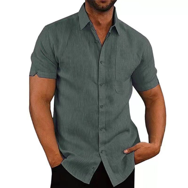 Levoire | Chemises En Lin À Manches Courtes Pour Hommes gris