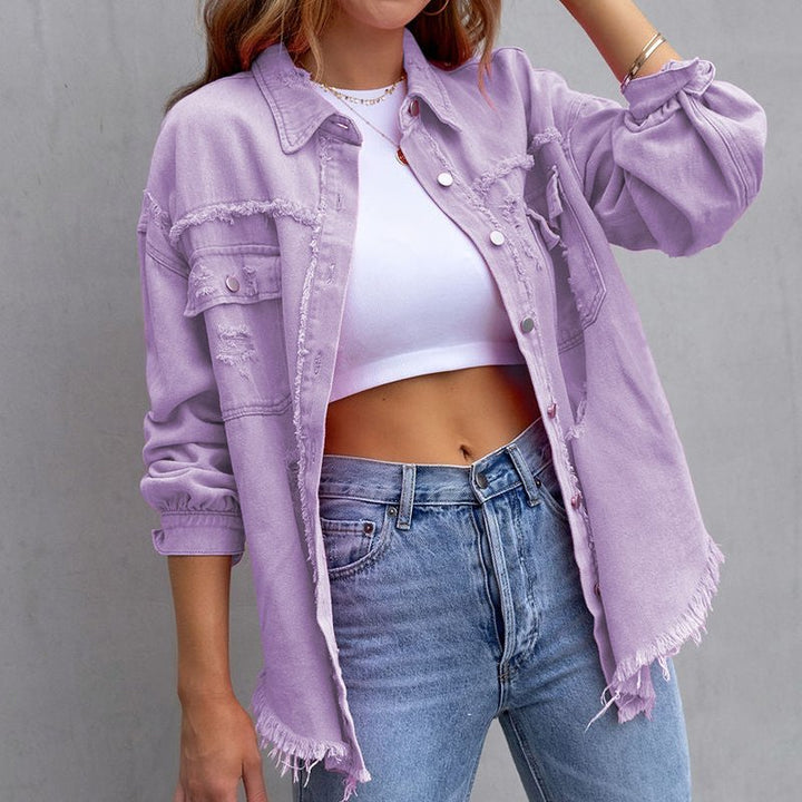 Levoire | Veste En Jean Tendance De Couleur Lilas