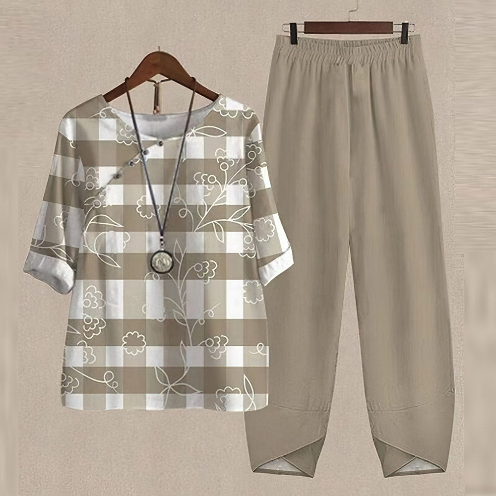 Levoire | Chemisier Et Ensemble De Pantalons Imprimés Pour Femmes Facilement Chic & Confortable Khaki
