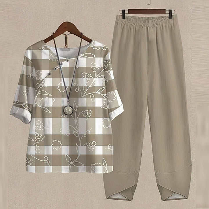 Levoire | Chemisier Et Ensemble De Pantalons Imprimés Pour Femmes Facilement Chic & Confortable Khaki