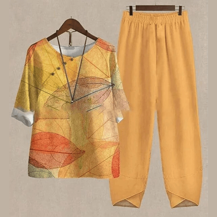 Levoire | Chemisier Et Ensemble De Pantalons Imprimés Pour Femmes Facilement Chic & Confortable Orange