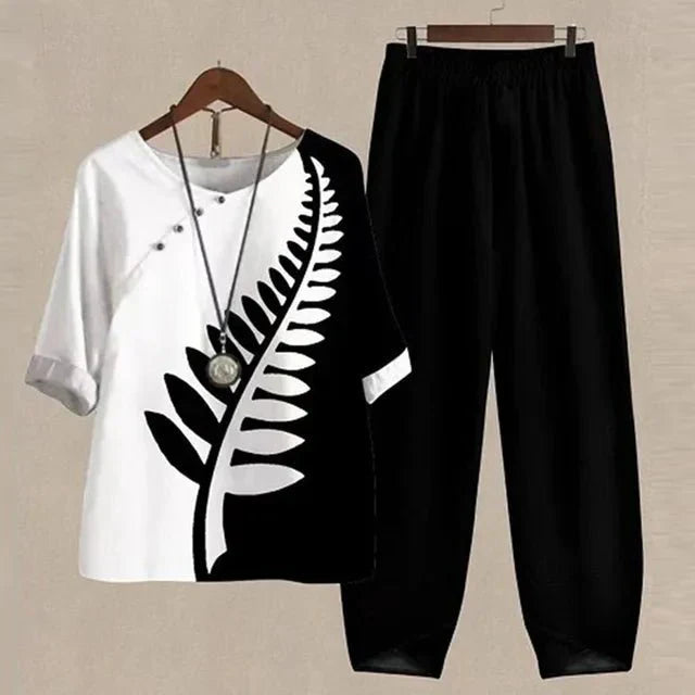 Levoire | Chemisier Et Ensemble De Pantalons Imprimés Pour Femmes Facilement Chic & Confortable Noir